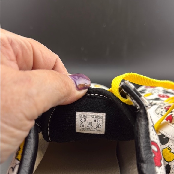 UNISEX Vans Disney Mickey Mouse Cartoon Print Sneakers with Yellow Laces - Picture 5 of 5
